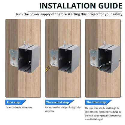 MAKERELE Grey Adjustable Outlet Box Electrical Enclosure, PVC 1 Gang Adjustable - Image 5