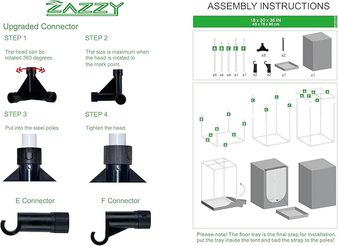 zazzy Grow Tent 18"x30"x36" Hydroponic Heavy Duty Dark Room Reflective Mylar - Image 9