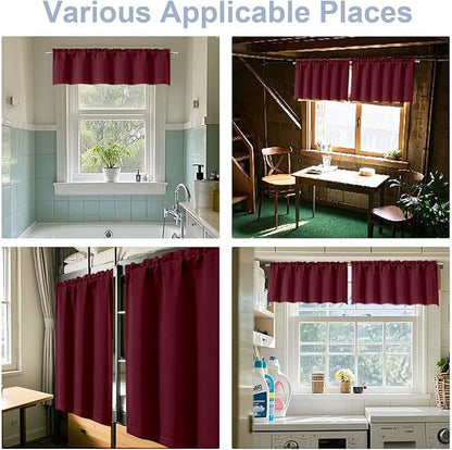 Chyhomenyc Short Burgundy Curtains 45 Inch Length, Small Kitchen Curtain Rod - Image 8