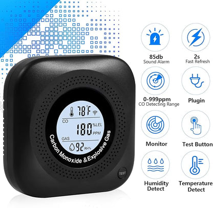 Carbon Monoxide Detectors, 4-in-1 Natural Gas Leak Detector, Portable Carbon - Image 3