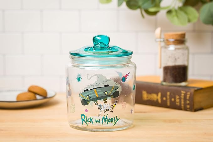 Silver Buffalo Rick and Morty Falling Out of Ship Glass Cookie Snack Candy Jar - Image 9