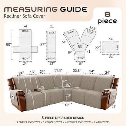 Arfntevss Waterproof Recliner Sectional Couch Covers - Image 5