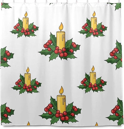 Christmas Candle Yellow Shower Curtain Liner 72×72 inch - Image 2
