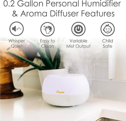 Crane Portable Ultrasonic Travel Humidifier & Aroma Diffuser – 0.2 Gallon Cool - Image 2