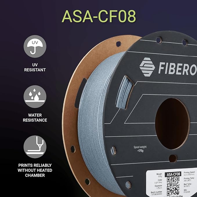 Polymaker Fiberon ASA-CF08 Light Grey Carbon Fiber 3D Printing Filament 1.75mm - Image 2