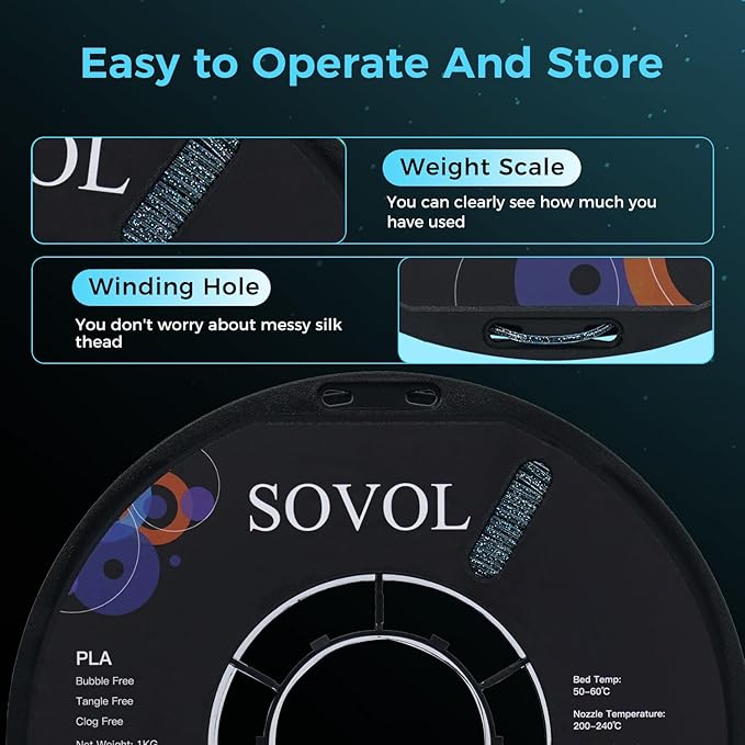Sovol 3D Printer Luminous Filament, Glow in The Dark PLA 1kg Spool 3D Printing - Image 6