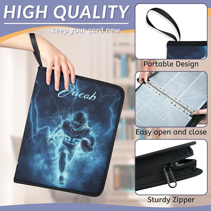 Custom Name 9 Pockets Football Card Binder, Personalized Rugby Trading Card - Image 5