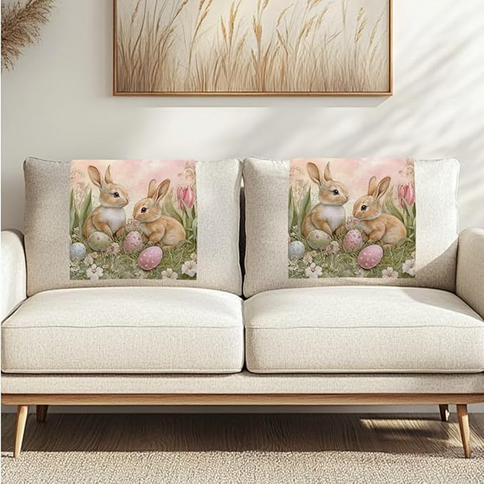 Easter Bunny Recliner Chair Protector Non-Slip Headrest Cover - Image 7