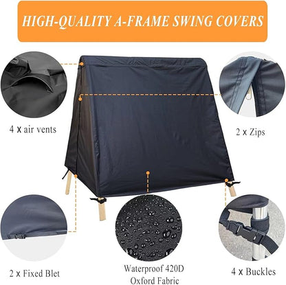 Patio Swing Cover A-Frame Swing Covers Waterproof 3 Seat UV Resistant Weather - Image 3