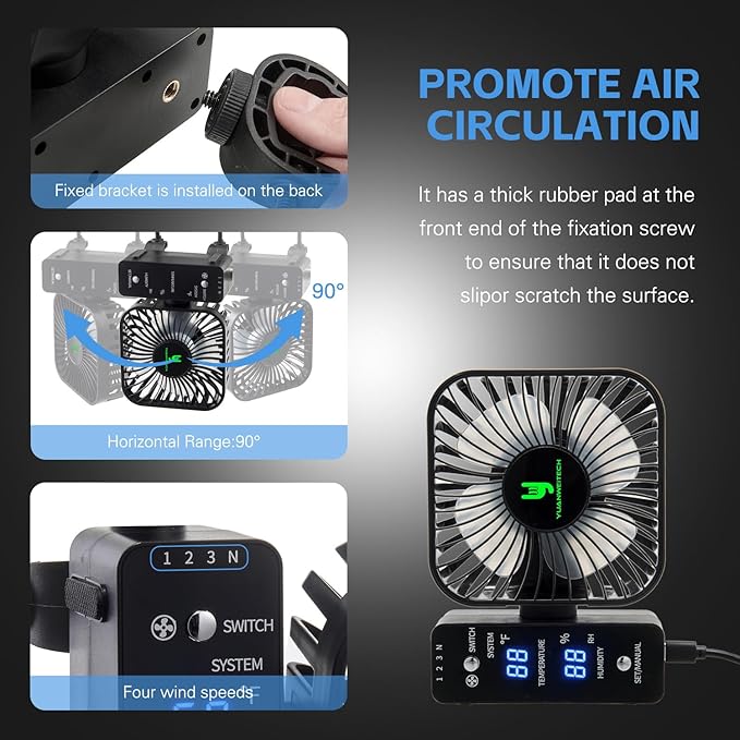 4" Smart Grow Tent Fan with Auto Climate Control - Image 2