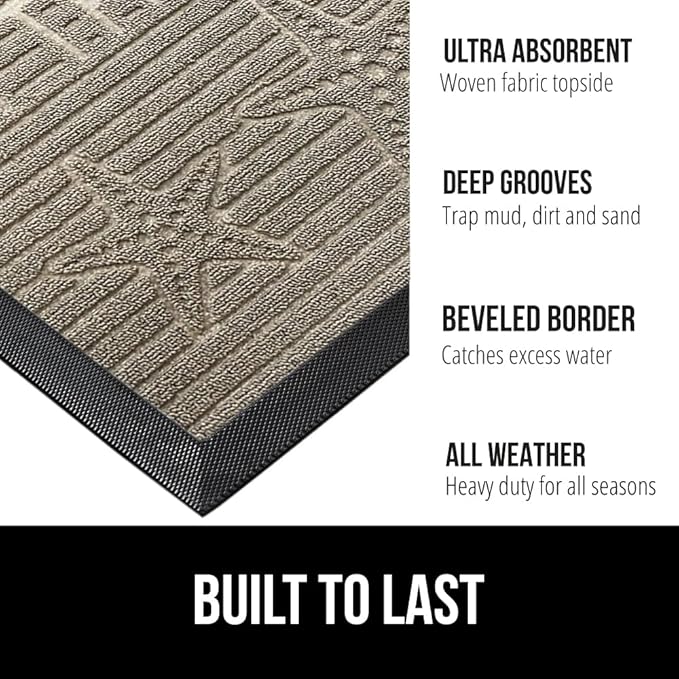 GORILLA GRIP 100% Waterproof All-Season WeatherMax Doormat, US Designed Natural - Image 2