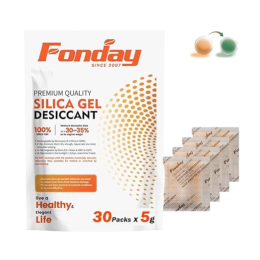 5g x 30 packs Fonday Rechargeable Silica Gel Desiccant Packets Food Grade Fast by Fonday