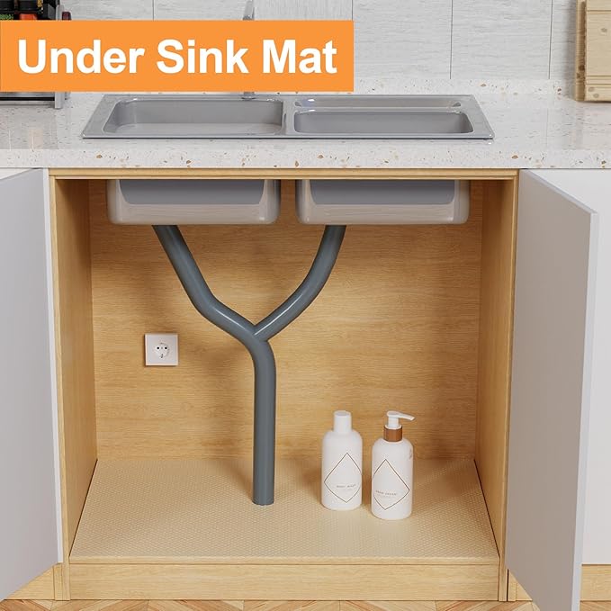 FLPMIX Shelf Liners for Cabinets Khaki: Large Waterproof Under Sink Mat 19" x - Image 3
