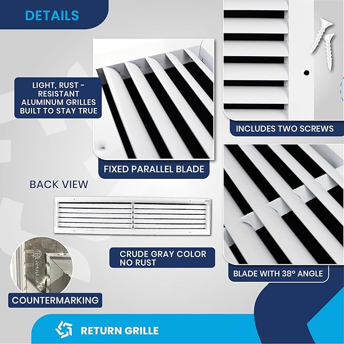 36x6 Inch Air Return Vent Cover Decorative – Premium Aluminum AC Vent Cover - Image 3