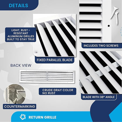 36x6 Inch Air Return Vent Cover Decorative – Premium Aluminum AC Vent Cover - Image 3