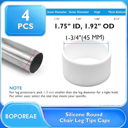 4 Pcs 1-3/4" Round Chair Leg Tips Caps, Silicone Rubber Furniture Leg Floor - Image 9