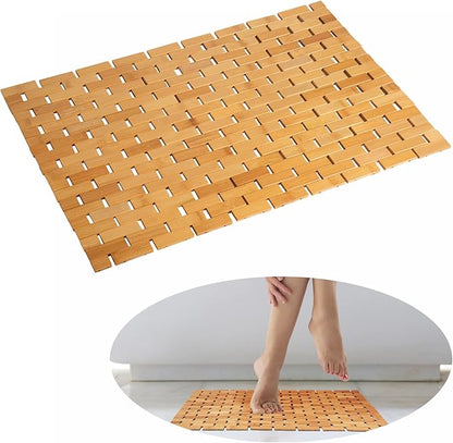 Bamboo Bath Mat Bathroom Rugs Floor Wood Shower Bathtub Waterproof Non Slip by Fovlaurs