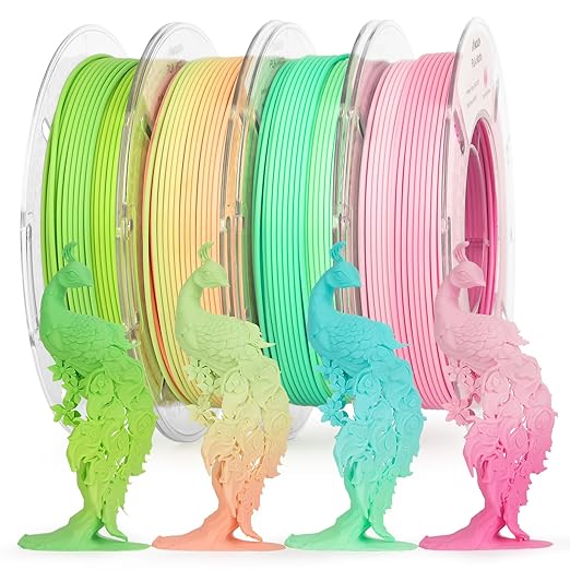 AMOLEN Matte PLA Filament 1.75mm, Bicolor Rainbow Bundle PLA, Smooth Finish by AMOLEN