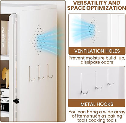 Metal Pantry Cabinet with 2 Adjustable Shelves, Small Kitchen Cupboard Storage - Image 4