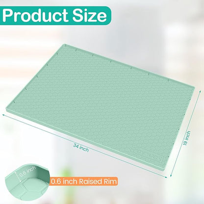 Waterproof Under Sink Mat 34" x 19", Silicone Cabinet Liner, Rubber Protector - Image 2
