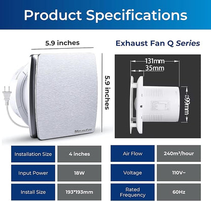 Venta 4 Inch Exhaust Fan – 1.5 Sones, Quiet Wall Mount Bathroom Exhaust Fan – - Image 2