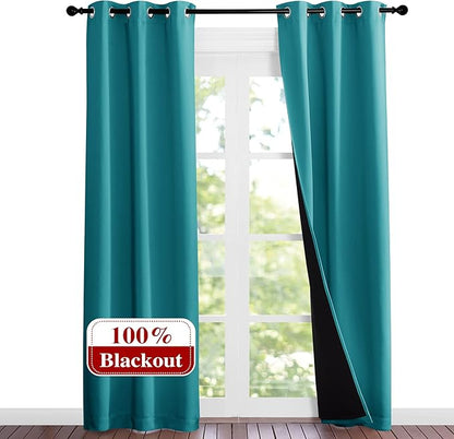 NICETOWN Peacock Teal Blackout Curtains 84 inches Long, Full Light Blocking by NICETOWN