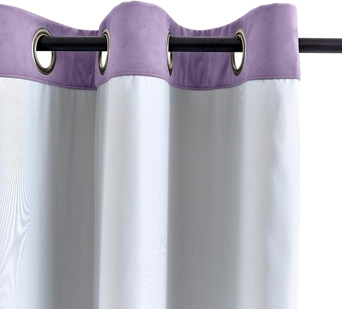 ChadMade Blackout Lined Premium Velvet Curtain Voilet 100Wx120L Inch, Eyelet - Image 3