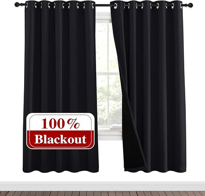 NICETOWN 100% Blackout Window Curtain Panels, Full Light Blocking Drapes by NICETOWN