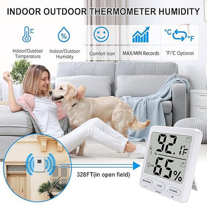 Urageuxy Indoor Outdoor Thermometer Wireless Digital Hygrometer Temperature and - Image 3