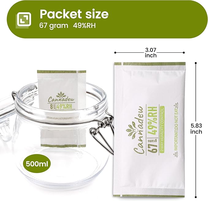 49% RH, 67g Cannadew Humidity Packs Two-Way Humidity Control Pack – Moisture - Image 2