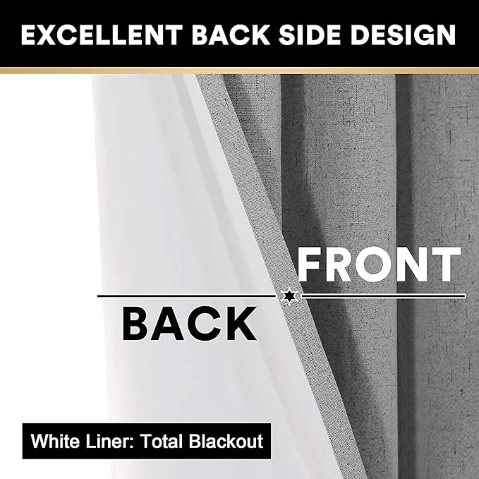 PrinceDeco 100% Blackout Curtains 64 inch Long 2 Panels, Light Grey - Image 5