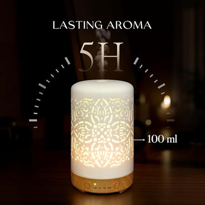 Earnest Living Essential Oil Diffuser White Ceramic Diffuser 100 ml Timers - Image 2