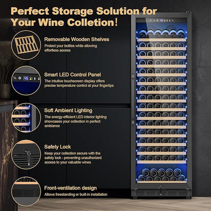 Upgraded 190 Bottles Wine Cooler Refrigerator, 24 Inch Wide Wine Fridge - Image 3