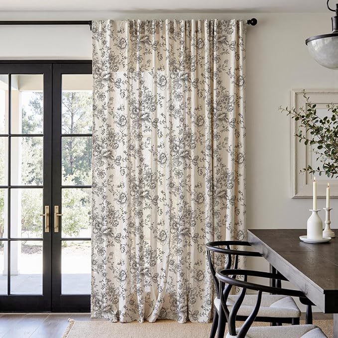 jinchan Linen Floral Curtains 100 Inch Extra Wide - Image 2