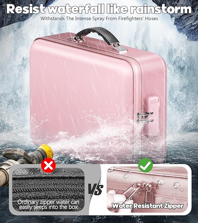 Fireproof Document Box, Hard Case Highly Flame-Resistant Fire Proof Waterproof - Image 7