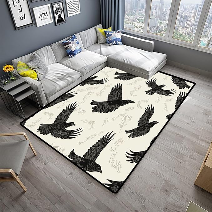 Area Rug, Soaring Eagle Pattern Printing Reversible Area Rugs Fade Resistant - Image 2