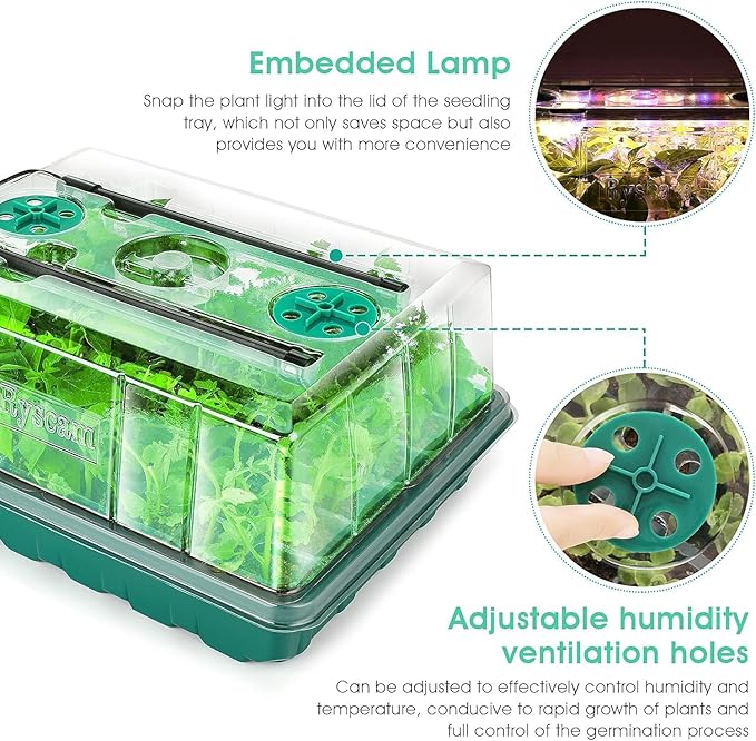 Seed Starter Tray with Grow Light, 192-Cell Seed Starter Kit, Seedling Starter - Image 4