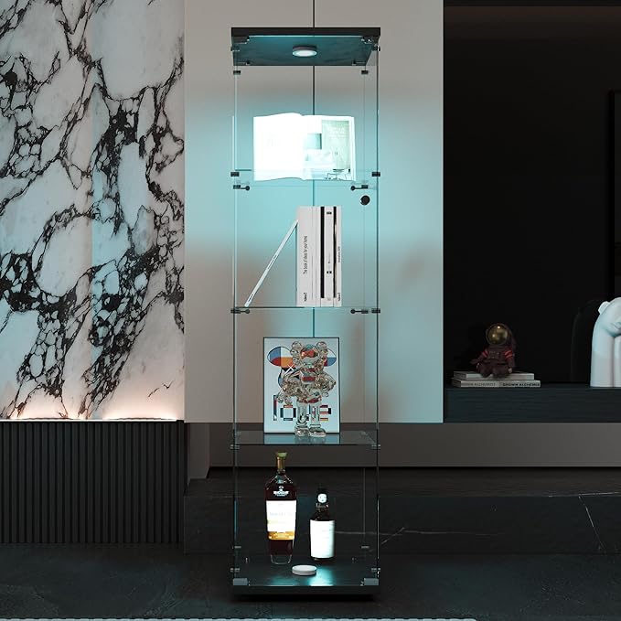 Yoluckea 4 Shelves Glass Display Cabinet - Image 4