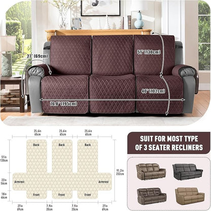 TAOCOCO 100% Waterproof Recliner Cover, Non-Slip Washable Reclining Couch Cover - Image 3