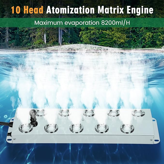 Ultrasonic Mist Maker Fogger 10 Head, 110V 350W Power Water Proof Ultrasonic - Image 2