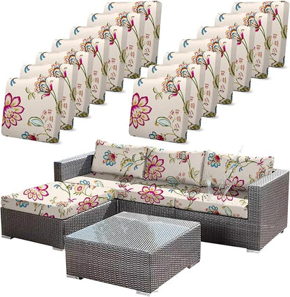 14pcs Single Seat Floral Print Outdoor Couch Cover, Waterproof Elastic by CALBODE