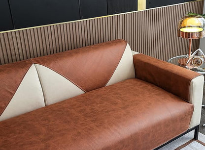 Faux Leather Waterproof Couch Sofa Cover Vintage PU Sectional Couch Cover Non - Image 6