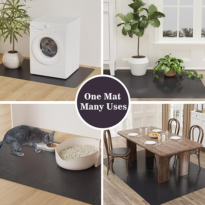 8'×10' Black Floor Mat for Under Kitchen Table, Waterpoof Easy Cleaning Plastic - Image 7