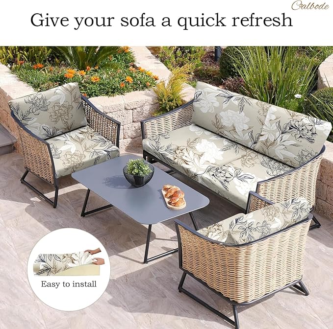 14Pcs Outdoor Stretch Cushion Covers, Waterproof Outdoor Chair Floral Cushion - Image 5