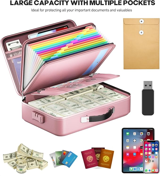 Fireproof Document Box, Hard Case Highly Flame-Resistant Fire Proof Waterproof - Image 4