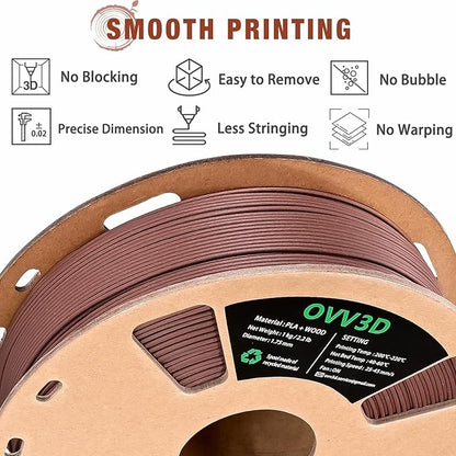 OVV3D Wood PLA Filament 1.75mm, Cherrywood Filament 3D Printer Filament - Image 4