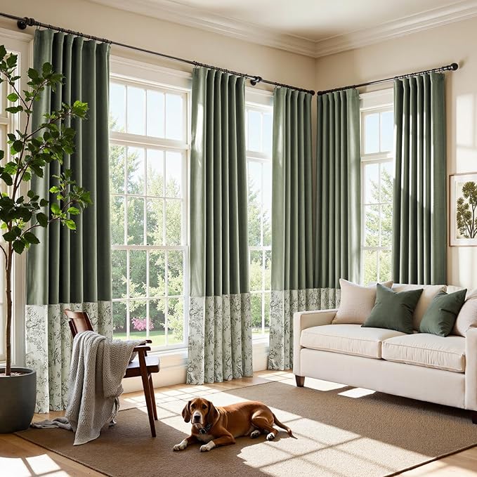 jinchan Faux Linen Blackout Curtains 84 Inch Length by JINCHAN