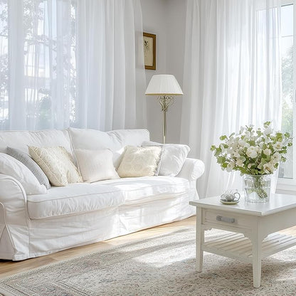 Dreaming Casa White Sheer Curtains 96 Inches Long, Rod Pocket & Back Tab Light - Image 9