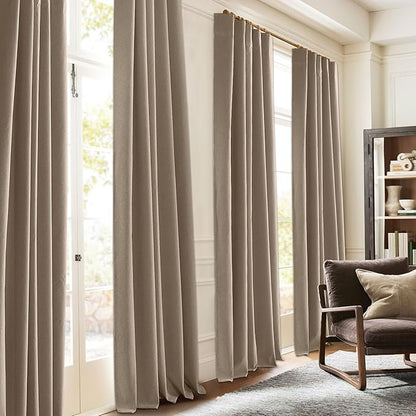 RYB HOME 100% Blackout Flax Linen Curtains 90 Inch Long, Light Block and - Image 2