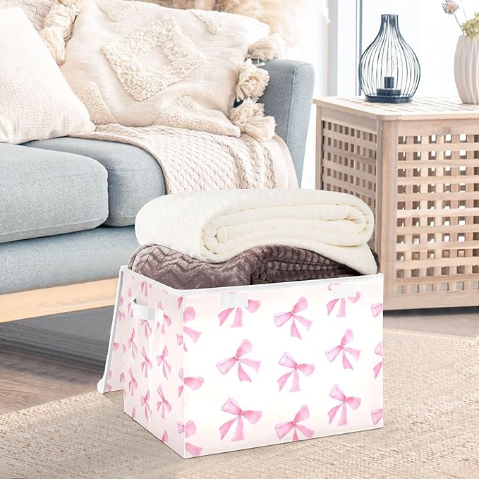 xigua Pink Bow Storage Bins - Image 5